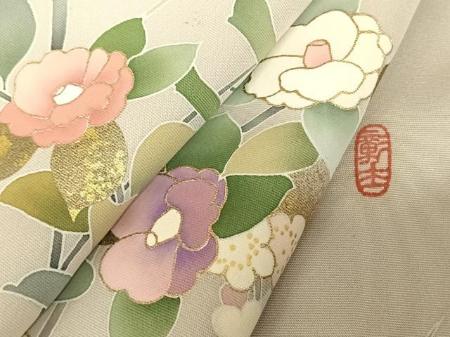平和屋着物●訪問着　友禅　作家物　中国三大刺繍　相良刺繍　枝花文　暈し染め　金彩　正絹　逸品　AABF0262fy