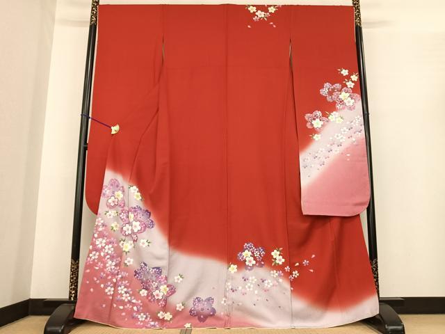 平和屋着物●豪華振袖　舞花文　暈し染め　正絹　逸品　AABF0264fy