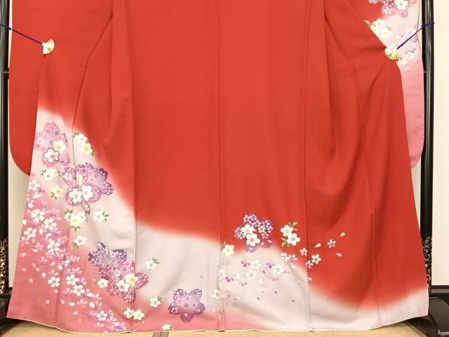 平和屋着物●豪華振袖　舞花文　暈し染め　正絹　逸品　AABF0264fy
