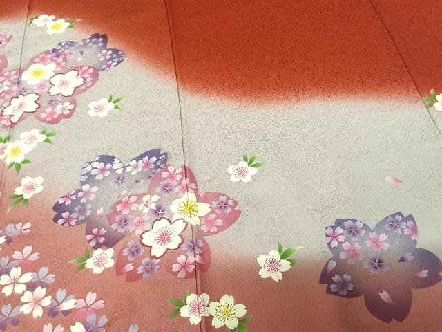 平和屋着物●豪華振袖　舞花文　暈し染め　正絹　逸品　AABF0264fy
