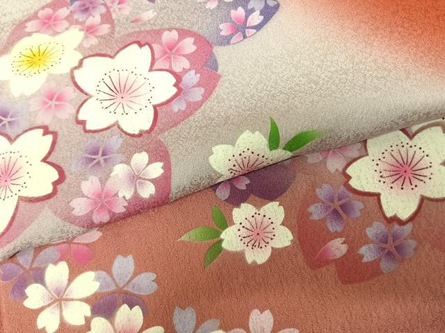 平和屋着物●豪華振袖　舞花文　暈し染め　正絹　逸品　AABF0264fy