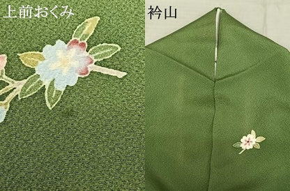 平和屋着物●本加賀友禅作家　柿本市郎　訪問着　枝花文　正絹　逸品　AABF0266fy