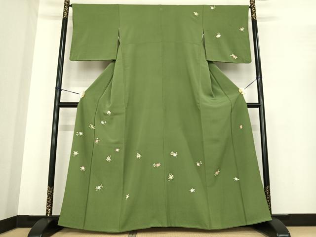 着物屋こころ□本加賀友禅作家 柿本市郎 訪問着 枝花文 着丈