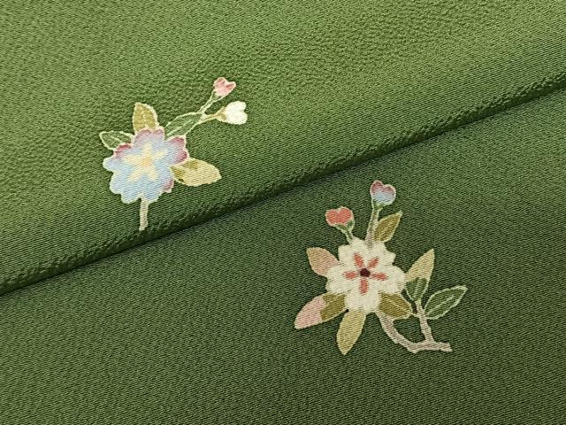 平和屋着物●本加賀友禅作家　柿本市郎　訪問着　枝花文　正絹　逸品　AABF0266fy