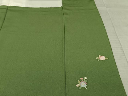 平和屋着物●本加賀友禅作家　柿本市郎　訪問着　枝花文　正絹　逸品　AABF0266fy