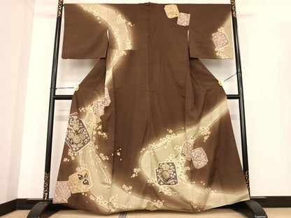平和屋着物●石川県指定無形文化財　牛首紬　白山工房　手織り　辻が花　絞り　暈し染め　正絹　逸品　AABF0267fy