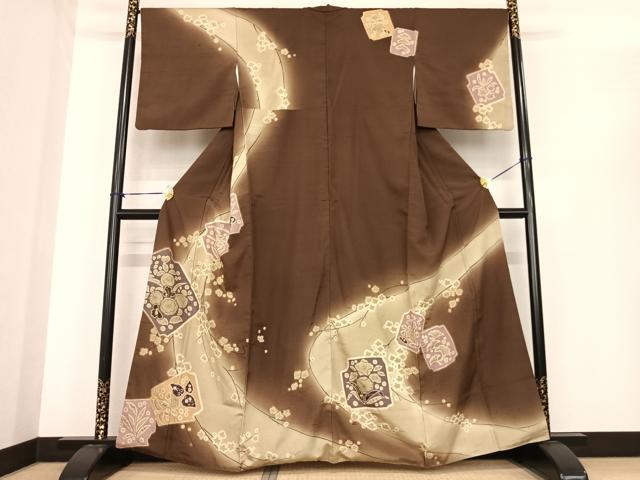 平和屋着物●石川県指定無形文化財　牛首紬　白山工房　手織り　辻が花　絞り　暈し染め　正絹　逸品　AABF0267fy