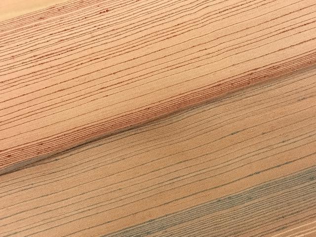 平和屋着物○紅花紬 米沢 横段文 正絹 逸品 AABF0269fy