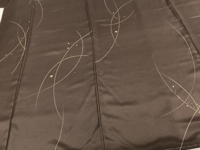 平和屋着物●上質な小紋 紬地 我流 露芝文 反端付き 正絹 逸品 AABF0273fy