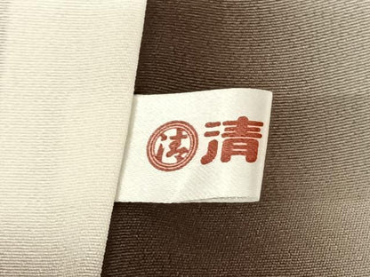 平和屋着物●上質な小紋 紬地 我流 露芝文 反端付き 正絹 逸品 AABF0273fy