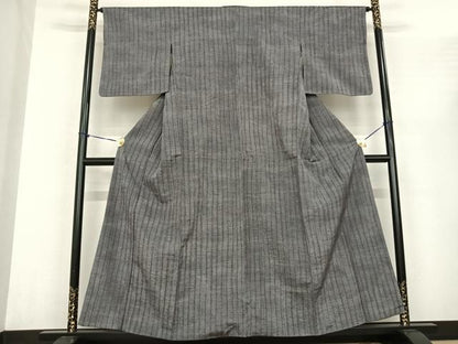 平和屋着物●上質な紬 縞 正絹 逸品 AABF0274fy