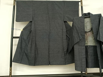 平和屋着物●男性 紬 アンサンブル 霞文 正絹 逸品 AABF0276fy