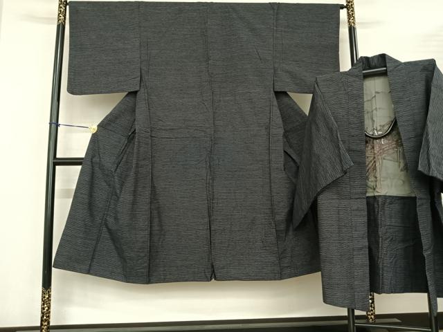 平和屋着物●男性 紬 アンサンブル 霞文 正絹 逸品 AABF0276fy