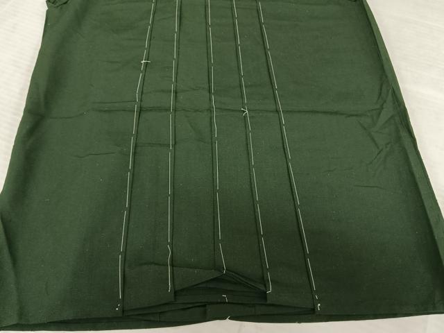 平和屋着物●男性　馬乗り袴　紬地　千歳緑色　正絹　逸品　未使用　AABF0277fy