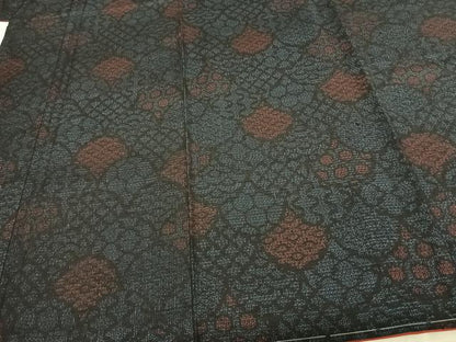平和屋着物●結城紬 80亀甲 扇文 正絹 逸品 未使用 AABF0278fy