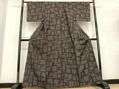 平和屋着物●本場大島紬　一元絣　幾何学文様　正絹　逸品　AABF0279fy