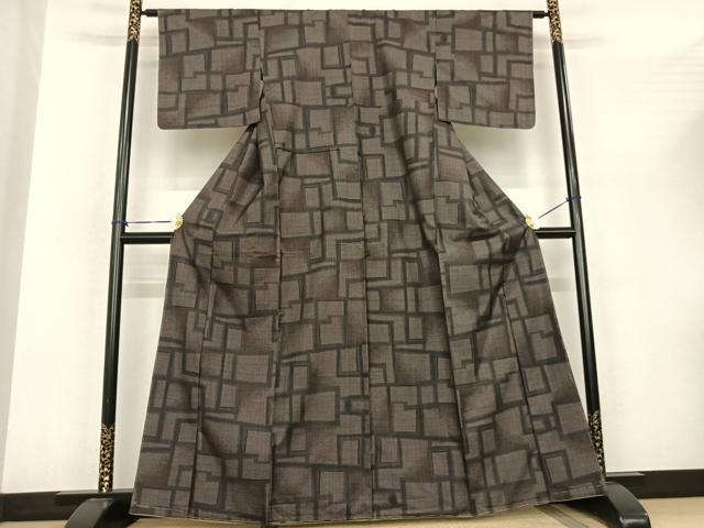 平和屋着物●本場大島紬　一元絣　幾何学文様　正絹　逸品　AABF0279fy
