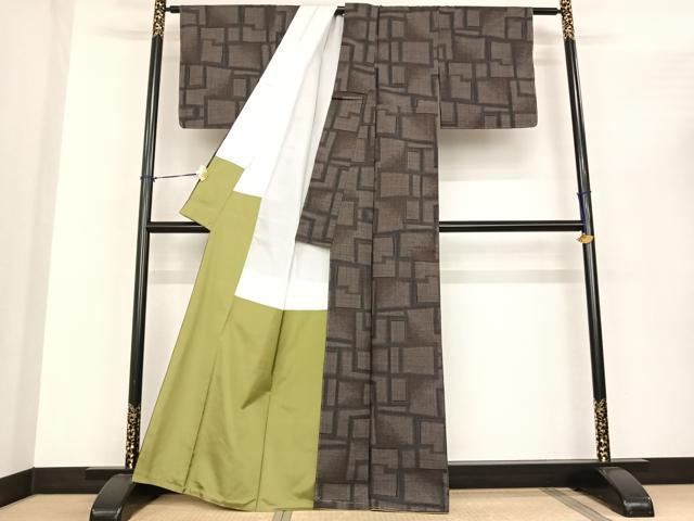 平和屋着物●本場大島紬　一元絣　幾何学文様　正絹　逸品　AABF0279fy