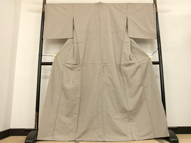 平和屋着物●上質な紬　格子　正絹　逸品　AABF0280fy