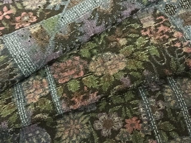 平和屋着物●本真綿結城紬　100亀甲　切嵌花文　正絹　逸品　AABF0285fy