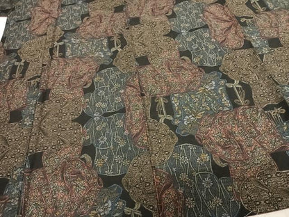 平和屋着物●本場大島紬 カタス9マルキ 誰が袖文様 黒地 正絹 逸品 AABF0286fy