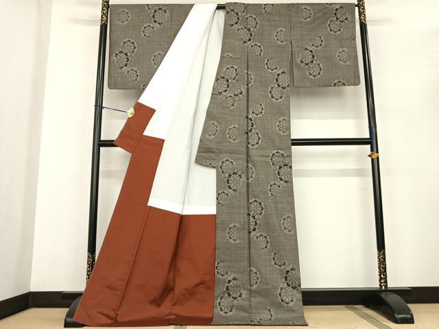 平和屋着物●本場大島紬　カタス9マルキ　源氏車文　ロング丈　正絹　逸品　AABF0287fy