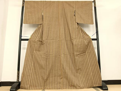 平和屋着物●上質な紬 縞 正絹 逸品 AABF0288fy