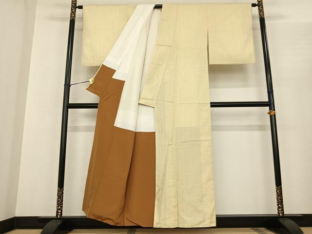 平和屋着物●上質な紬　縞　正絹　逸品　AABF0292fy