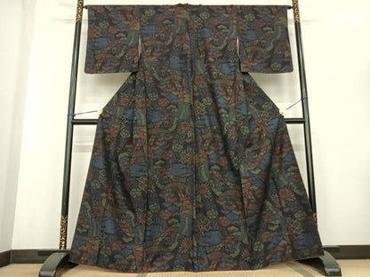 平和屋着物●結城紬 80亀甲 松竹梅 正絹 逸品 AABF0293fy