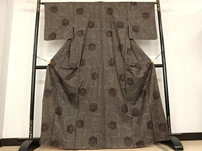 平和屋着物●本場大島紬 一元絣 亀甲花文 正絹 逸品 未使用 AABF0294fy