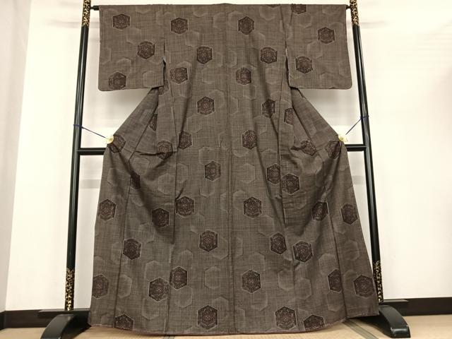 平和屋着物●本場大島紬 一元絣 亀甲花文 正絹 逸品 未使用 AABF0294fy