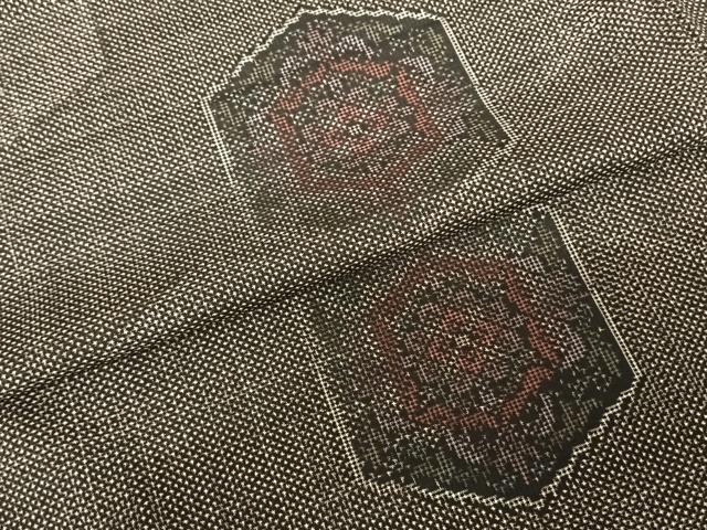 平和屋着物●本場大島紬 一元絣 亀甲花文 正絹 逸品 未使用 AABF0294fy