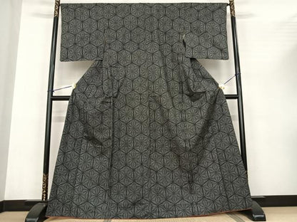 平和屋着物●本場大島紬　一元7マルキ　麻の葉文様　正絹　逸品　AABF0295fy