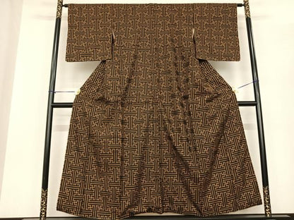 平和屋着物●本場大島紬 龍郷絣 秋名バラ 正絹 逸品 AABF0296fy