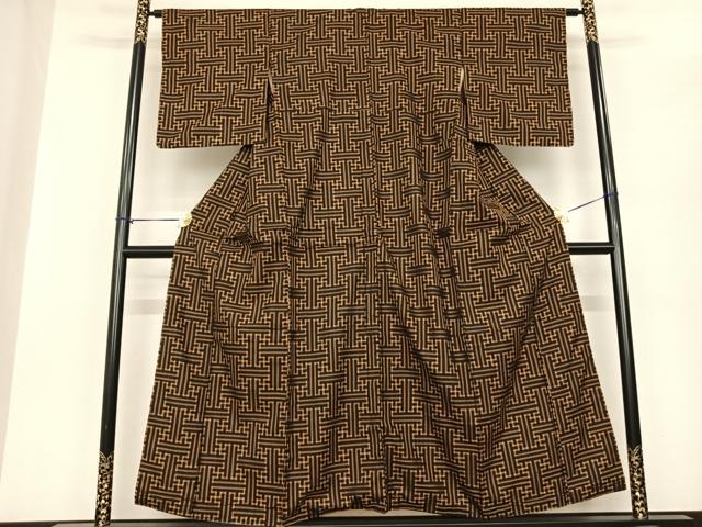 平和屋着物●本場大島紬 龍郷絣 秋名バラ 正絹 逸品 AABF0296fy