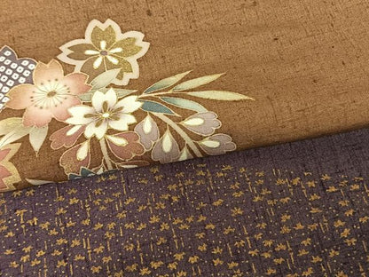 平和屋着物●訪問着　紬地　作家物　流水草花文　暈し染め　金彩　正絹　逸品　AABF0299fy