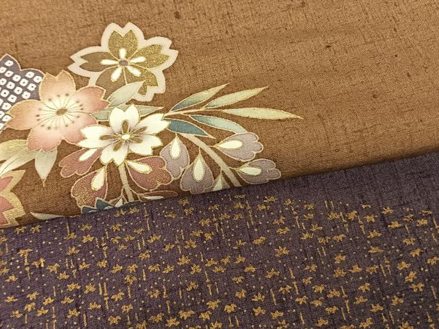 平和屋着物●訪問着　紬地　作家物　流水草花文　暈し染め　金彩　正絹　逸品　AABF0299fy