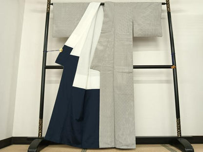 平和屋着物●本塩沢　110亀甲　切嵌文　正絹　逸品　AABF0300fy