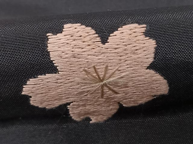 平和屋着物●訪問着　中国三大刺繍　汕頭刺繍　スワトウ刺繍　総刺繍　紬地　雲取り舞桜文　黒地　ロング丈　正絹　逸品　AABF0302fy