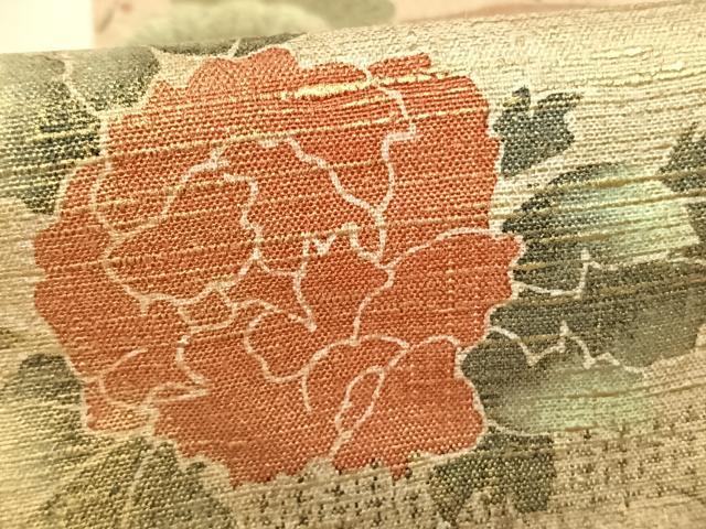 平和屋着物●訪問着　紬地　色紙草花文　暈し染め　金彩　正絹　逸品　AABF0304fy
