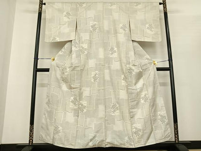 平和屋着物●本場大島紬　白大島　120亀甲　瓦草花文　正絹　逸品　AABF0305fy
