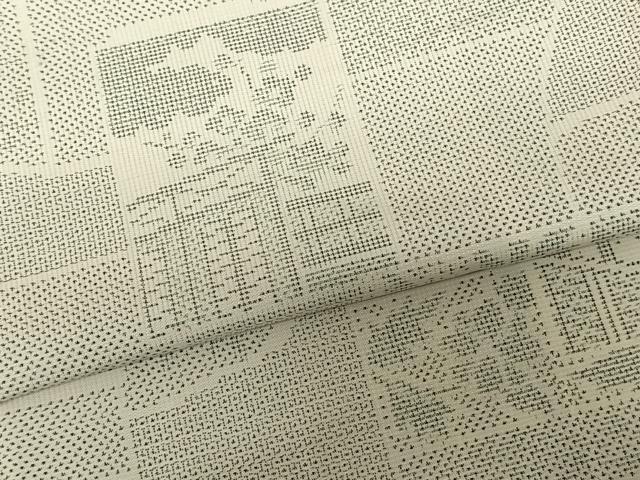 平和屋着物●本場大島紬　白大島　120亀甲　色紙風景花文　正絹　逸品　AABF0306fy