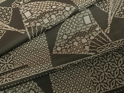 平和屋着物●本場大島紬　カタス7マルキ　扇面文　やまと誂製　正絹　逸品　AABF0309fy