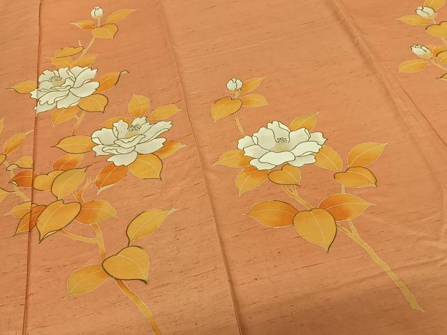 平和屋着物○訪問着 紬地 刺繍 草花文 正絹 逸品 AABF0310fy