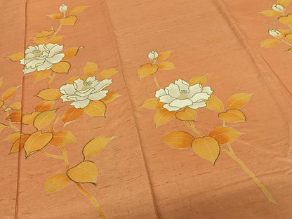 平和屋着物●訪問着　紬地　刺繍　草花文　正絹　逸品　AABF0310fy