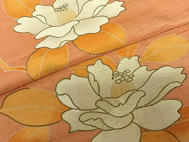 平和屋着物●訪問着　紬地　刺繍　草花文　正絹　逸品　AABF0310fy 平和屋着物○訪問着 紬地 刺繍 草花文 正絹 逸品 AABF0310fy
