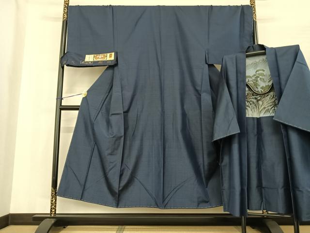 平和屋着物●男性 本場大島紬 アンサンブル 手織 格子 井田哲則作 証紙付き 正絹 逸品 未使用 AABF0314fy