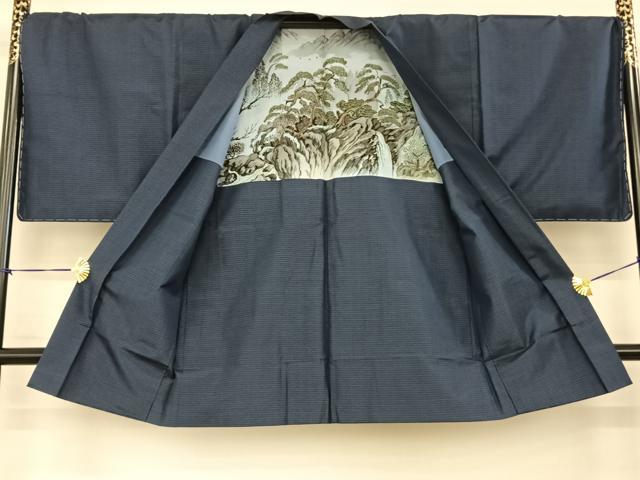 平和屋着物●男性 本場大島紬 アンサンブル 手織 格子 井田哲則作 証紙付き 正絹 逸品 未使用 AABF0314fy