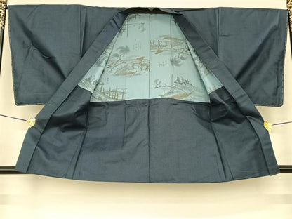 平和屋着物●男性 紬 アンサンブル 100亀甲 総詰め 正絹 逸品 未使用 AABF0315fy
