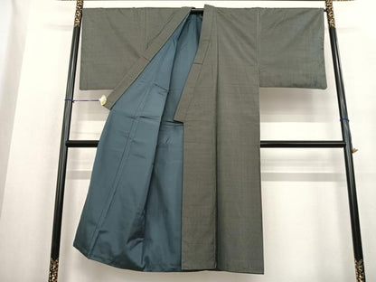 平和屋着物●男性 本場大島紬 アンサンブル 長襦袢(袷)セット 格子 正絹 逸品 未使用 AABF0316fy